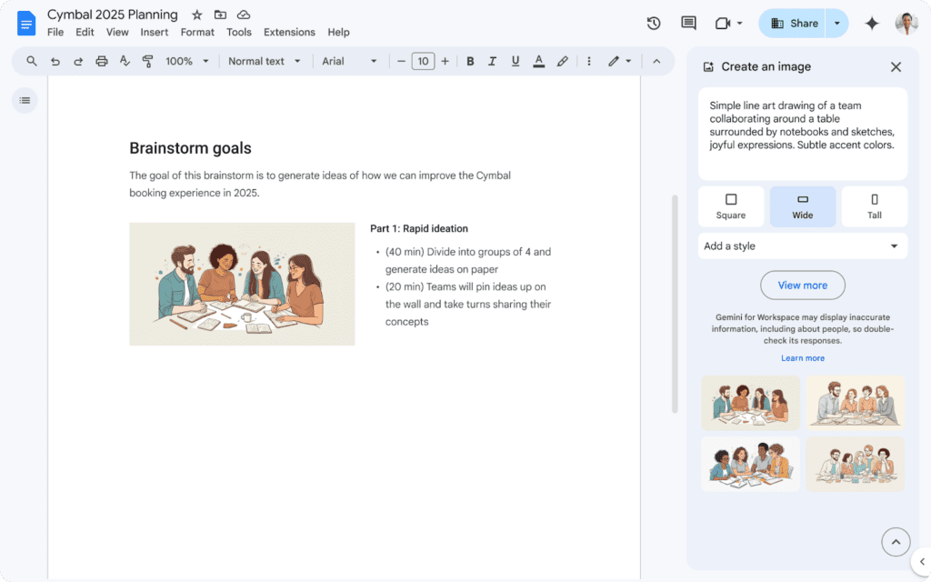 Google Docs : créer des images avec Gemini