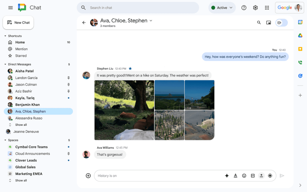 Google Chat : envoi de plusieurs fichiers simultanément