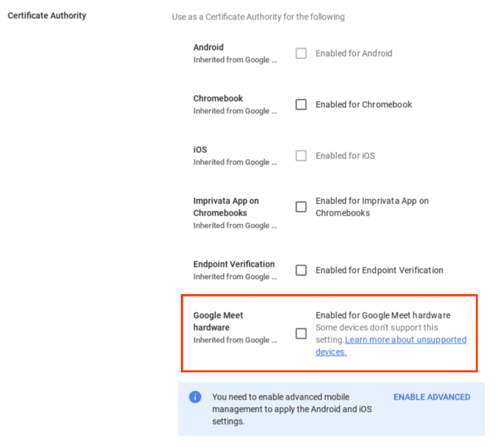 Google Meet : Configuration des appareils