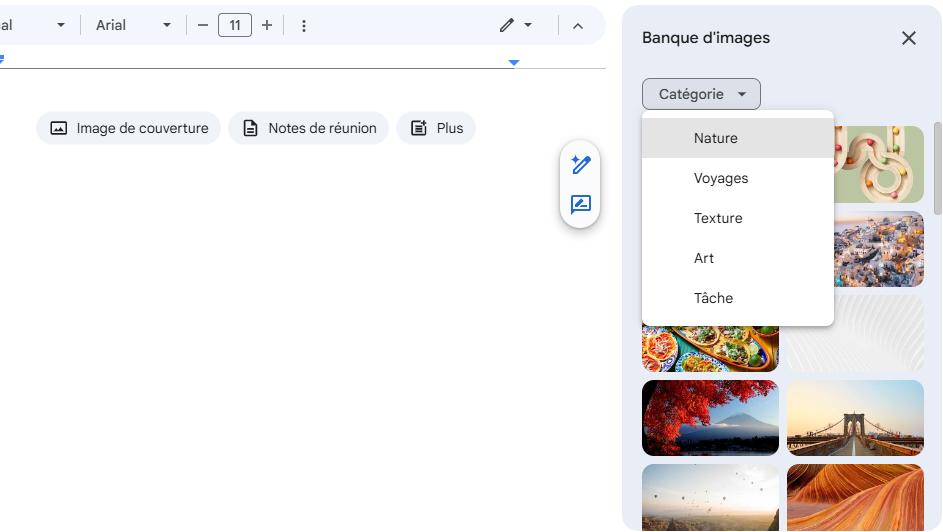 Banque d'images dans Google Docs