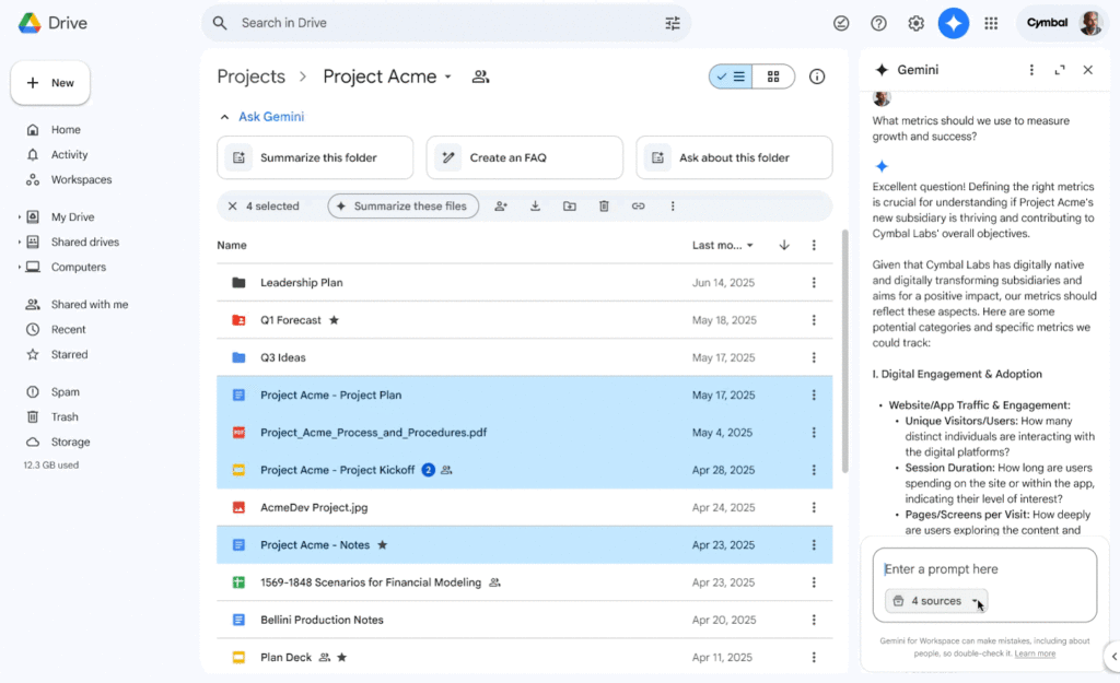 Visibilité et contrôle sur les sources utilisées dans vos conversations avec Gemini