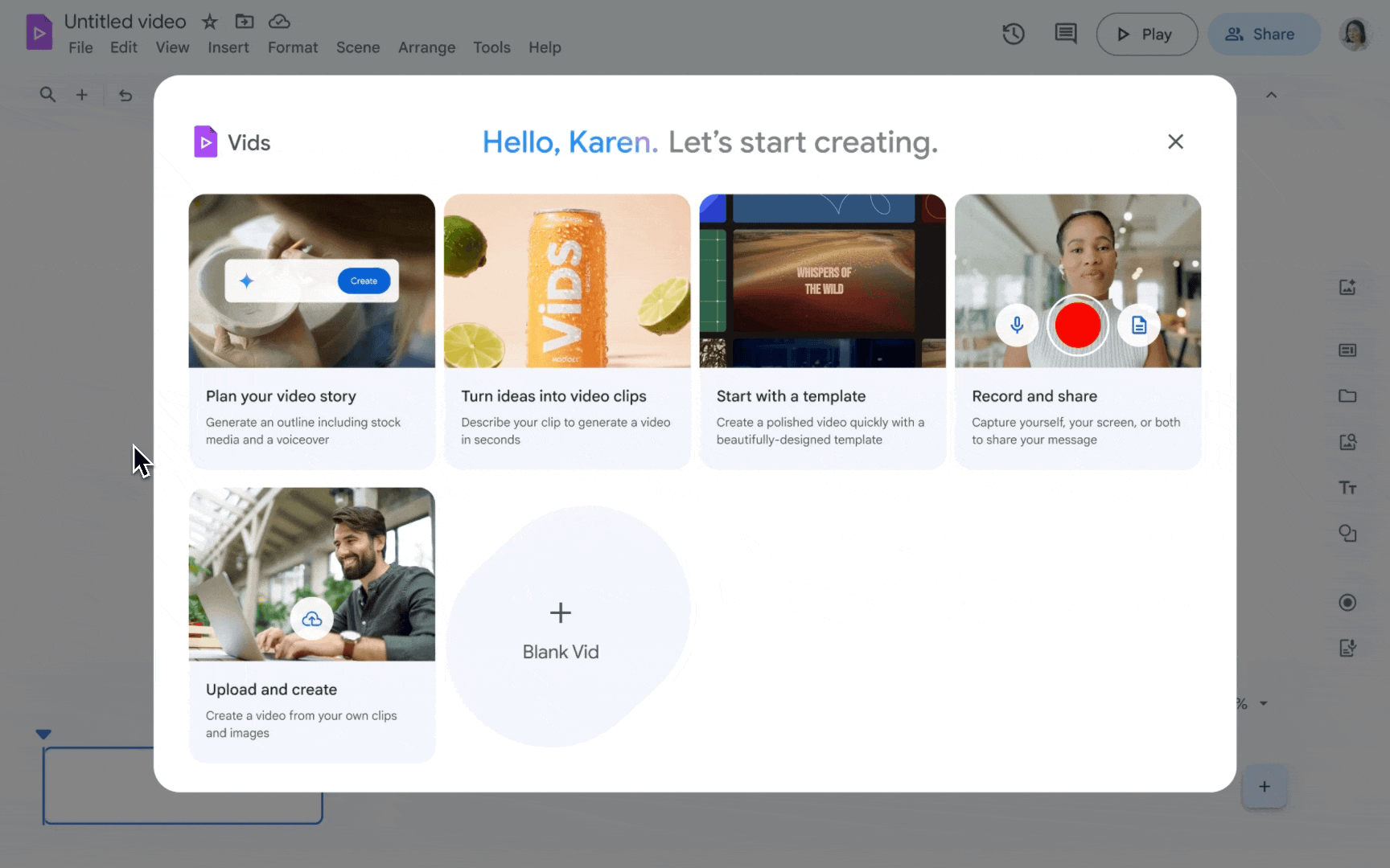 Google Vids simplifie la création avec sa nouvelle page « Mise en route »