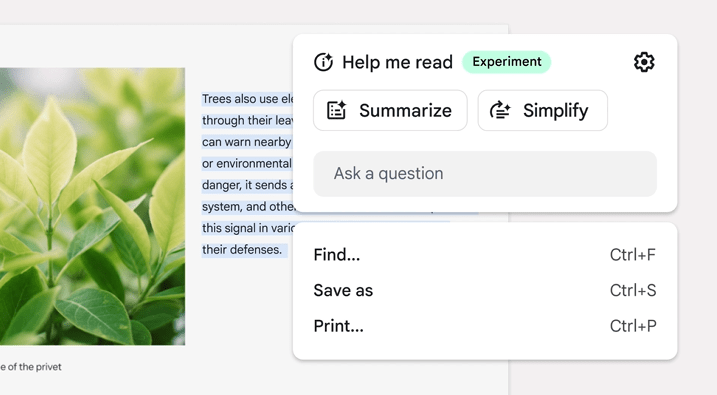 Aidez-moi à lire » de Gemini sur Chromebook Plus