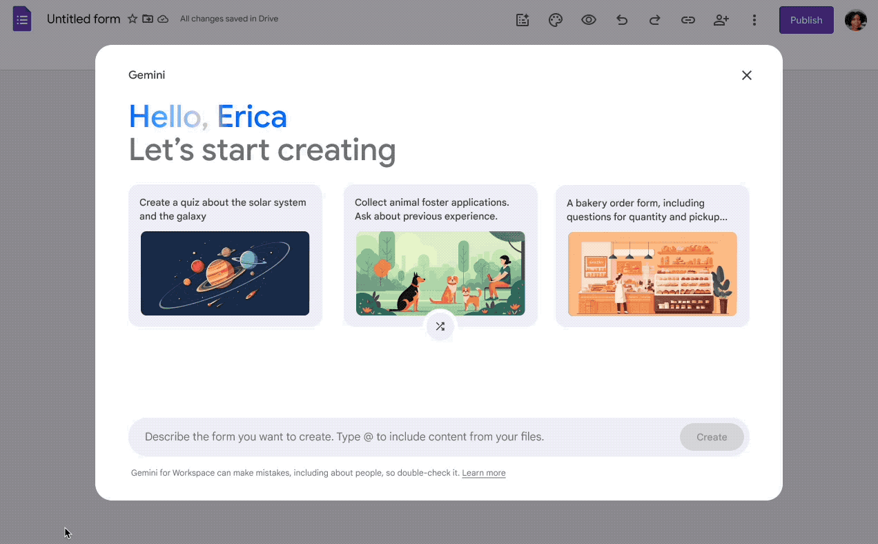 Grâce à Gemini, générer un formulaire Google Forms en quelques secondes 