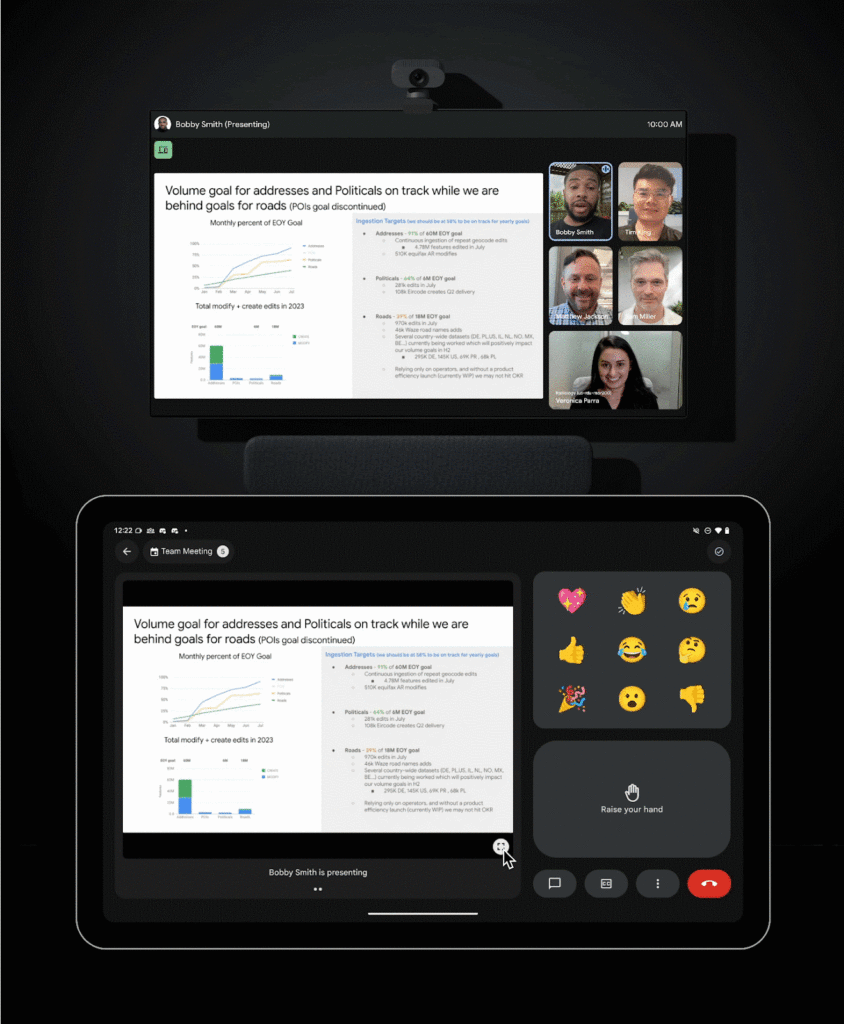 Affichez et zoomez sur le contenu présenté pour suivre facilement le présentateur sur votre propre appareil