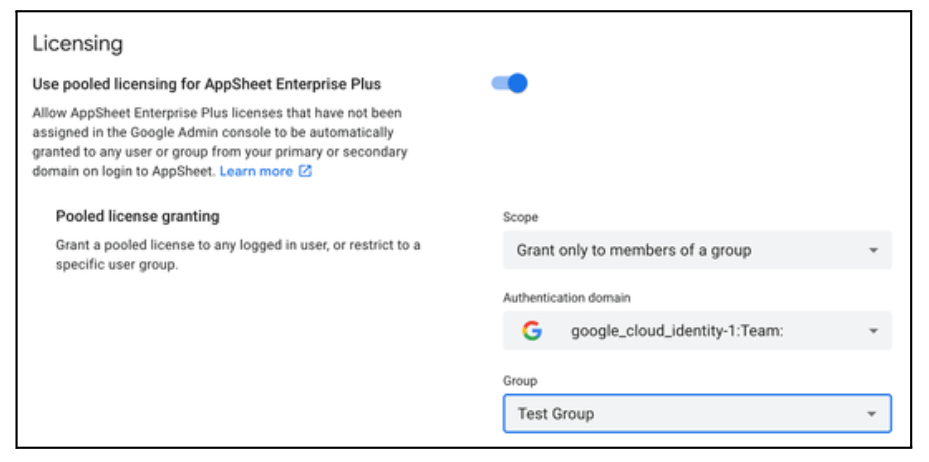 Licences groupées pour AppSheet Enterprise Plus