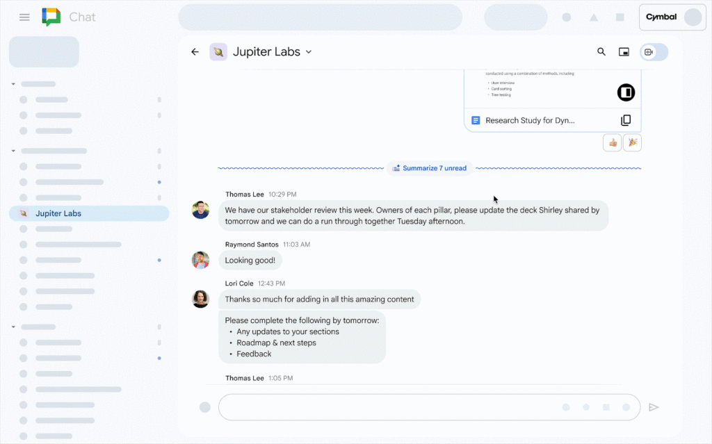 Google Chat : Demander à Gemini un résumé