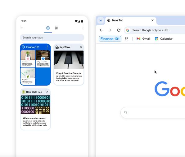 Google chrome : Groupe d'onglets