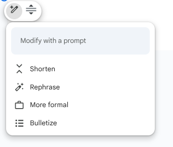 Google Slides : menu Gemini