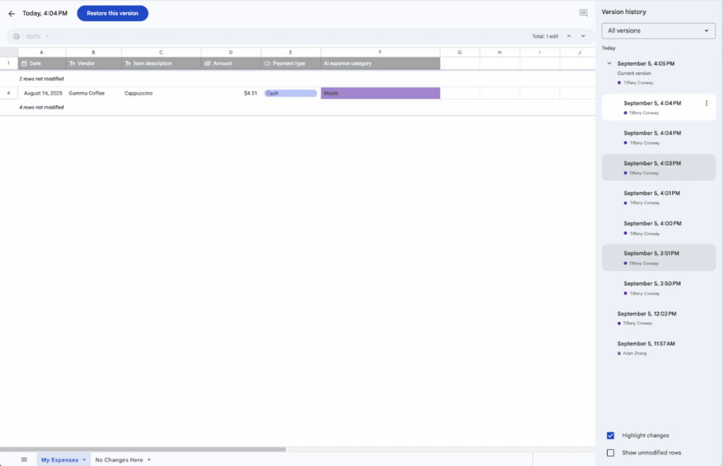 Google Sheets : comprenez les changements plus vite grâce à l’historique condensé 