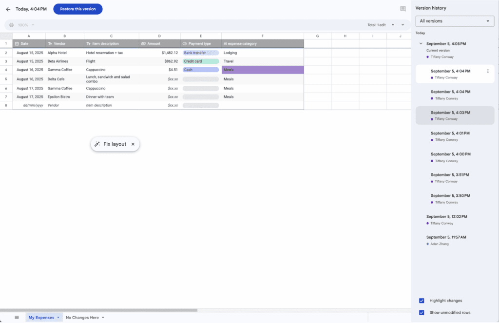 Google Sheets : comprenez les changements plus vite grâce à l’historique condensé 