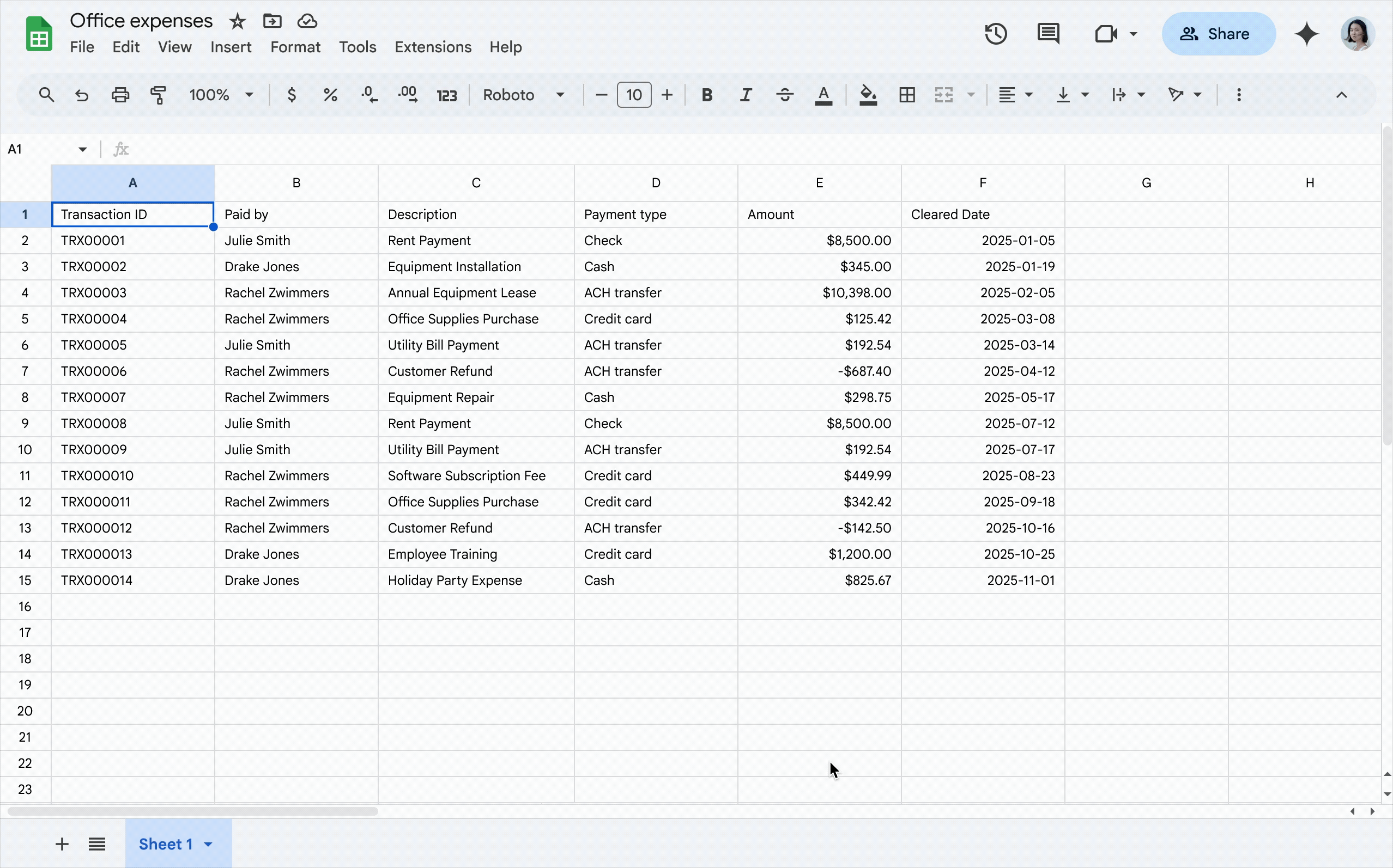 Gemini dans Google Sheets