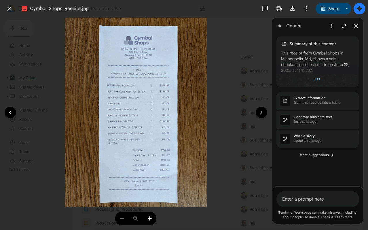 Gemini transforme vos images en informations exploitables dans Google Drive