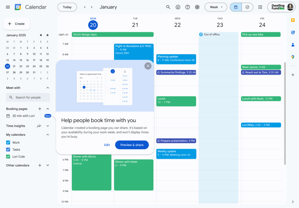 Google Agenda : planning de rdv prêt à l'emploi